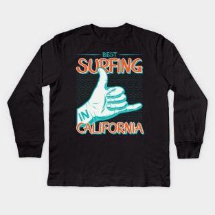 Niche Skull Island Mod Art  Califorina Surfing Kids Long Sleeve T-Shirt